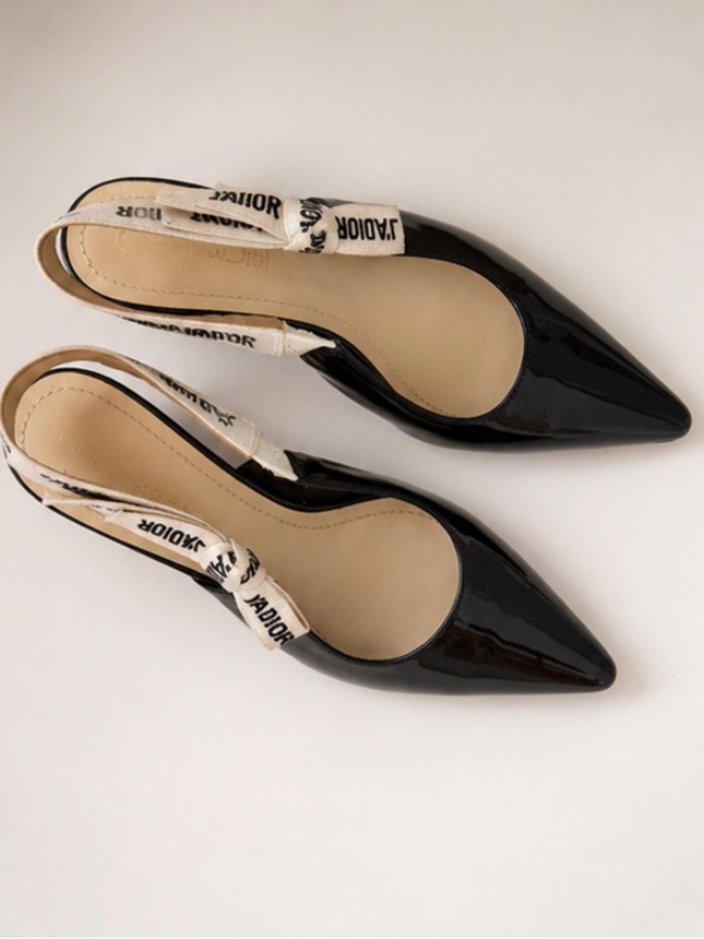 Dior Black Patent Leather Slingback Pumps with J'Adior Strap - Picture 5 of 6